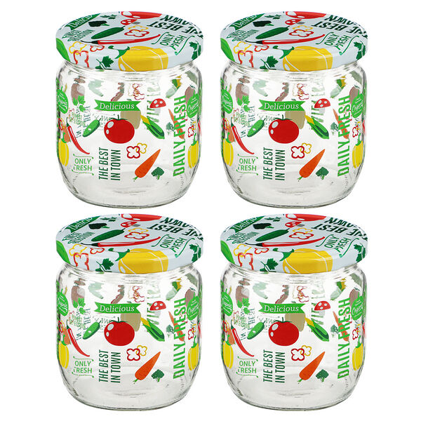 Herevin набор банок с крышками 4шт., стекло, 425мл, 330357-152