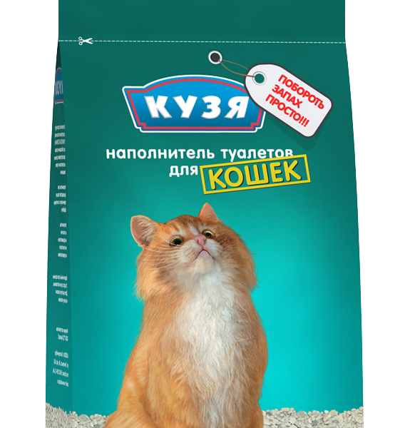 Наполнитель Кузя минеральный впитывающий для кошек 2.8кг