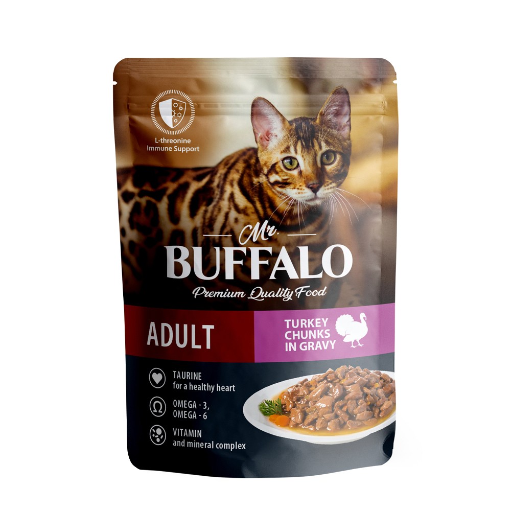 

Корм для кошек Mr.Buffalo Sensitive индейка в соусе пауч 85 г