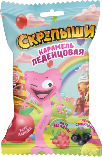 Карамель леденцовая Скрепыши малина-яблоко-черная смородина, ассорти, 100 г