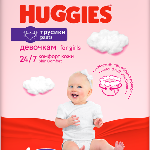 Трусики-подгузники Huggies 17 шт 4 (9-14 кг) для девочек