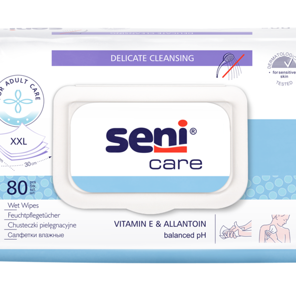 Салфетки влажные Seni Care c витамином E и аллантоином 80 шт