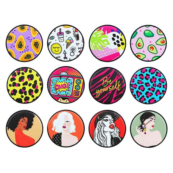 Юниlook зеркало карманное, стекло, пластик, d6, 8 см, 12 дизайнов