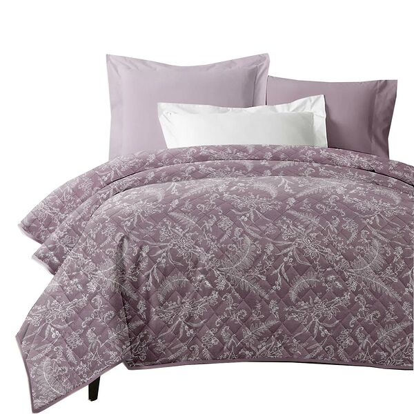 Покрывало Melissa Ботаник пыльная роза, размер: 200х220см, двустороннее стеганное, микрошелк, 100% п/э, 100гр/м2