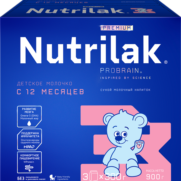Напиток молочный NUTRILAK Premium 3, с 12 месяцев, 900г