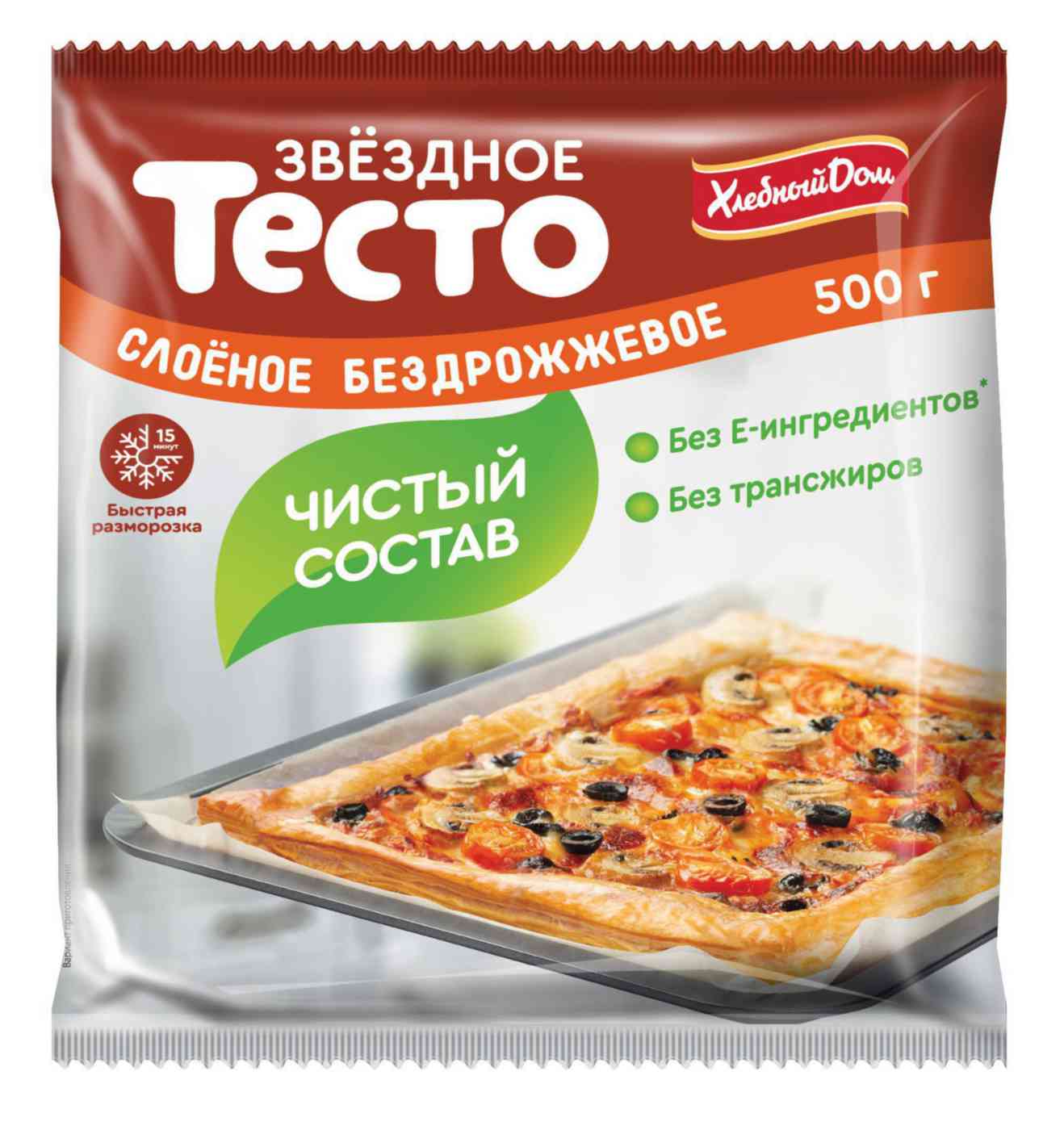 

Тесто бездрожжевое Хлебный дом Звёздное слоеное 500 г