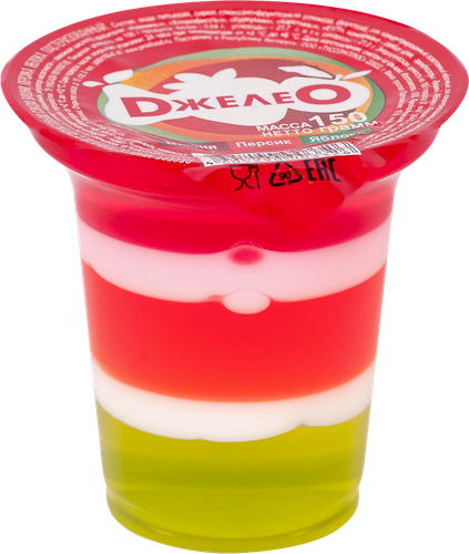 

Десерт многослойный Джелео с фруктовым соком вишни, персика, яблока 150 г