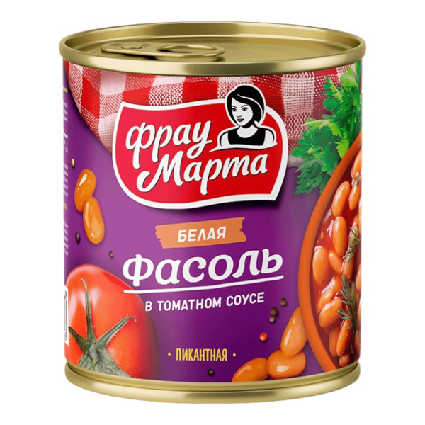 Фасоль Фрау Марта белая в томатном соусе