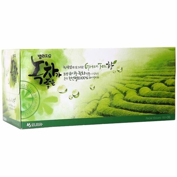 Салфетки бумажные Bellagio Green Tea для лица 2-слойные 210 шт