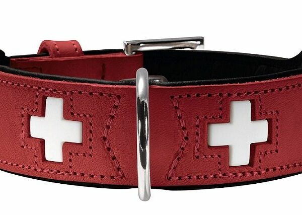 Hunter ошейник кожаный Swiss 24 - 28 см., Красный