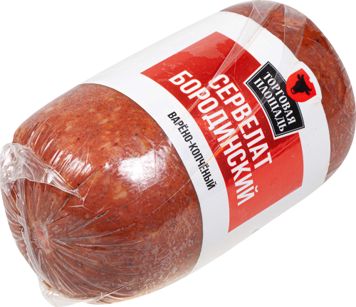 Сервелат Торговая Площадь Бородинский варено-копченый 790г