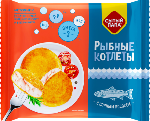 

Котлеты рыбные Сытый папа с лососем 300 г