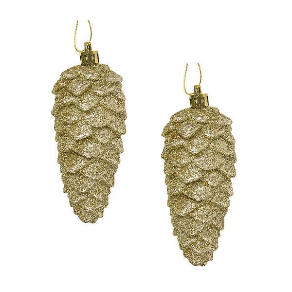 Сноу бум набор подвесок 2 шт. в виде шишек, глиттер, золотой, пластик