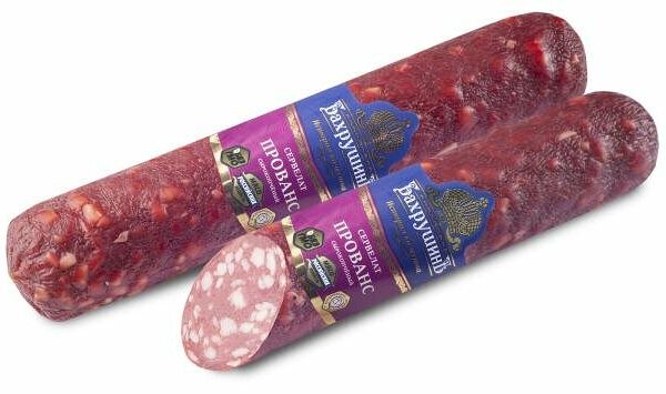 Колбаса сырокопченая Бахрушинъ Сервелат Прованс (0,8-1 кг), 1 упаковка ~1 кг