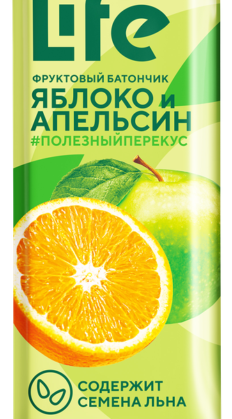 Батончик фруктовый ЛЕНТА LIFE Яблоко и апельсин
