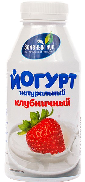Йогурт питьевой Зеленый Луг клубника, 2.5%, 340 мл