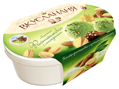 Мороженое пломбир Вкусландия с фисташковой пастой с орехами