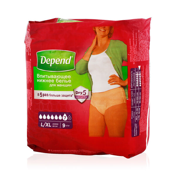 Depend белье впитывающее женское L-XL 9 шт