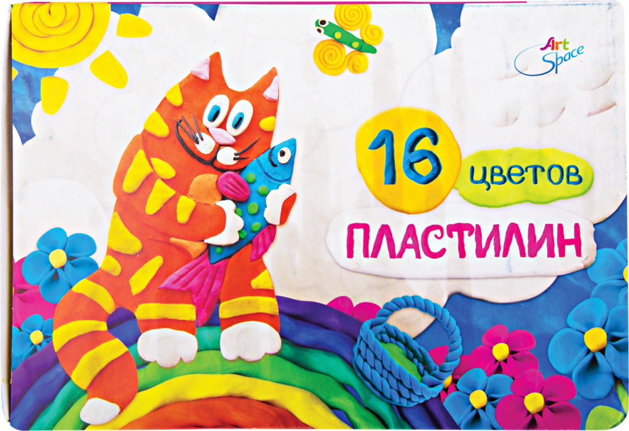 

Пластилин СПЕЙС 16 цветов, со стеком