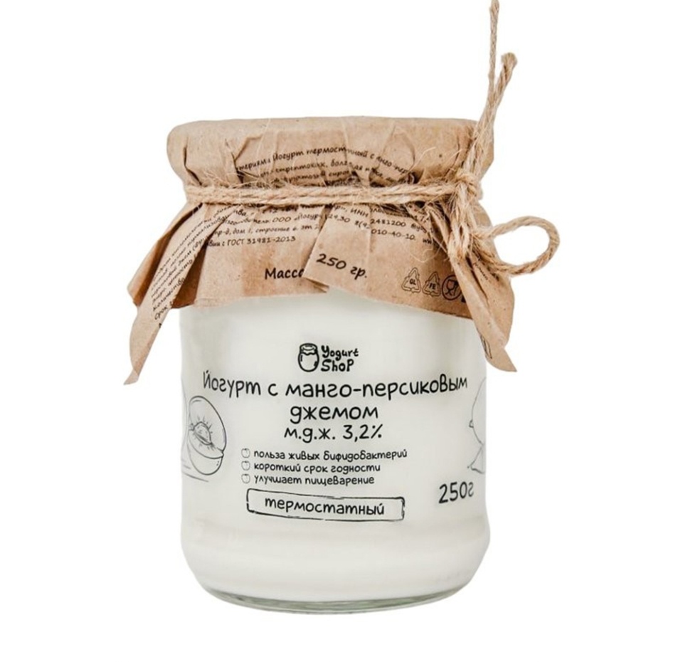 

Йогурт Yogurt Shop с манго-персиковым джемом 3.2% 250 г