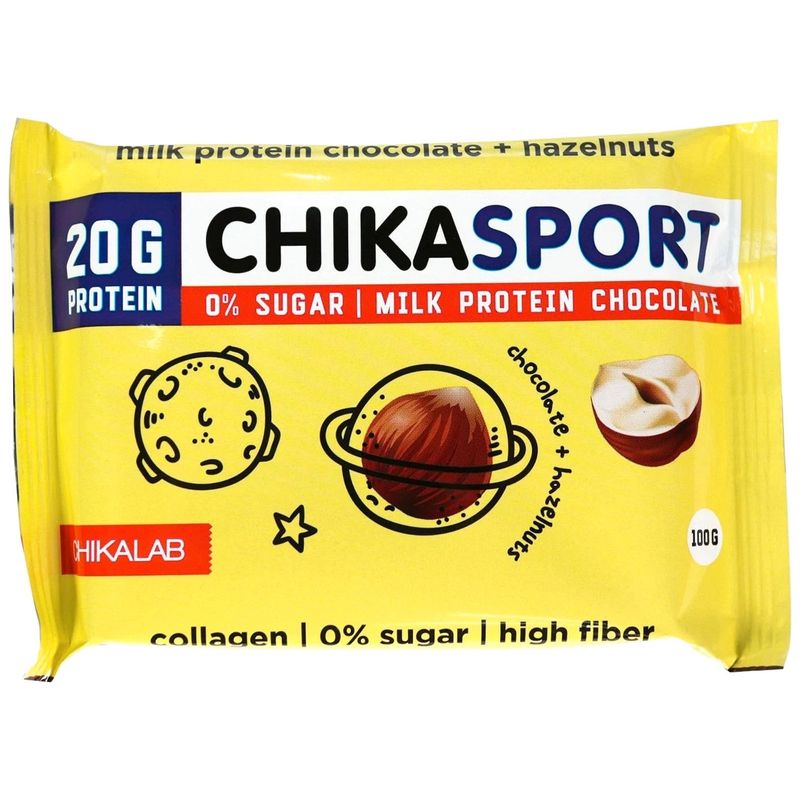 

Шоколад Chikalab Chika Sport протеиновый молочный с фундуком 100 г