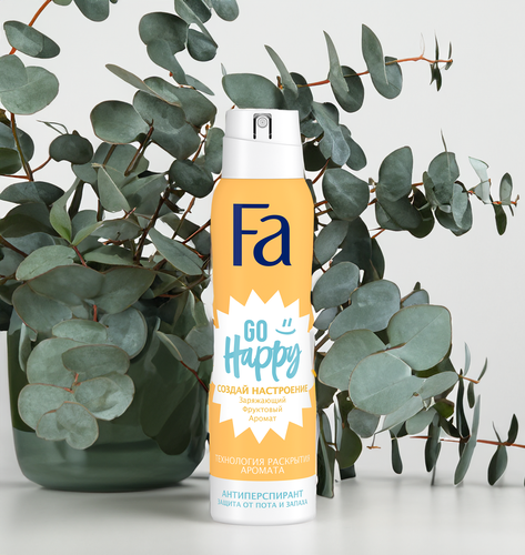 

Антиперспирант Фа Go Happy Создай настроение Заряжающий фруктовый аромат 150 мл