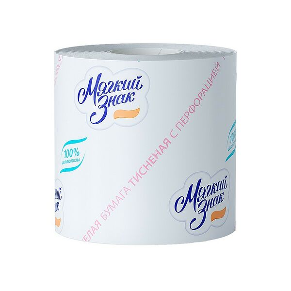 Мягкий знак Бумага туалетная 1-слойная белая 54м