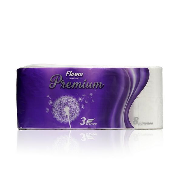 Туалетная бумага Floom Premium 3х-слойная 8шт