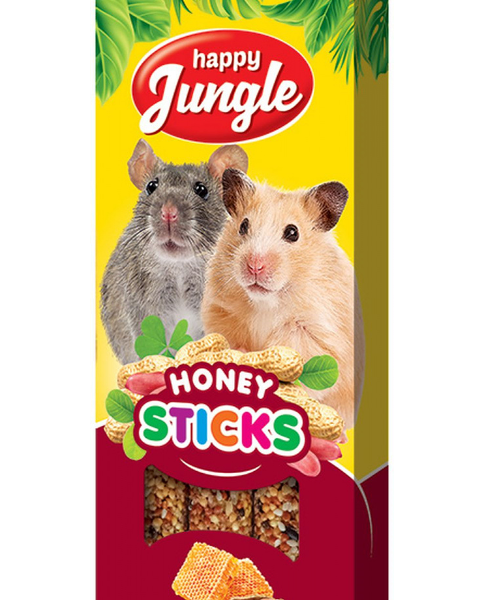 Палочки для мелких грызунов Happy Jungle орехи и мед 3 шт