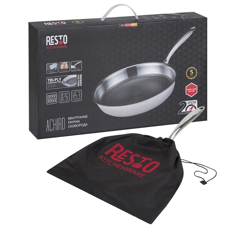

Сковорода RESTO Kitchenware серия Achird, диаметр 26 см, высота 5 см, 1 шт., Китай