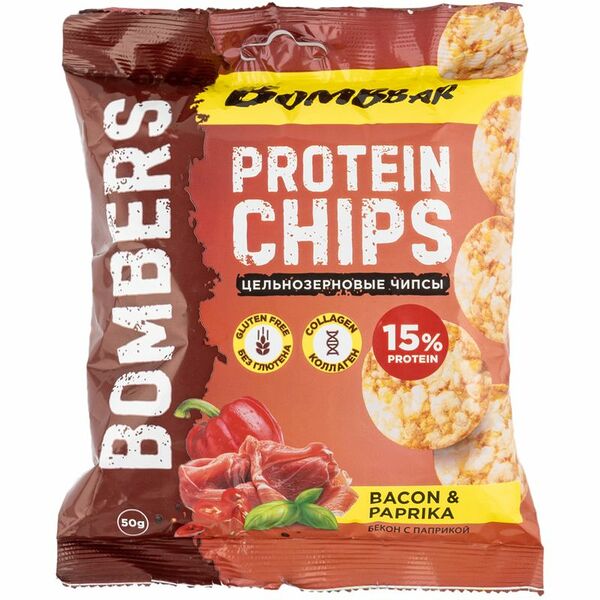 Чипсы Bombbar Бекон с паприкой, 50г