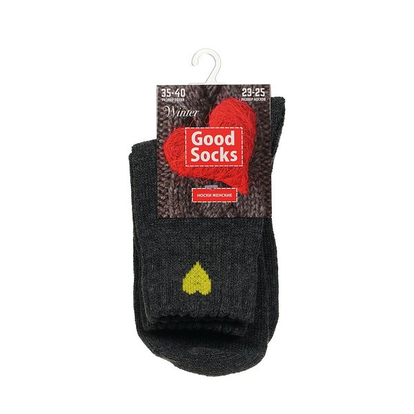 Женские носки Good Socks Winter серые с сердечками р.35-40