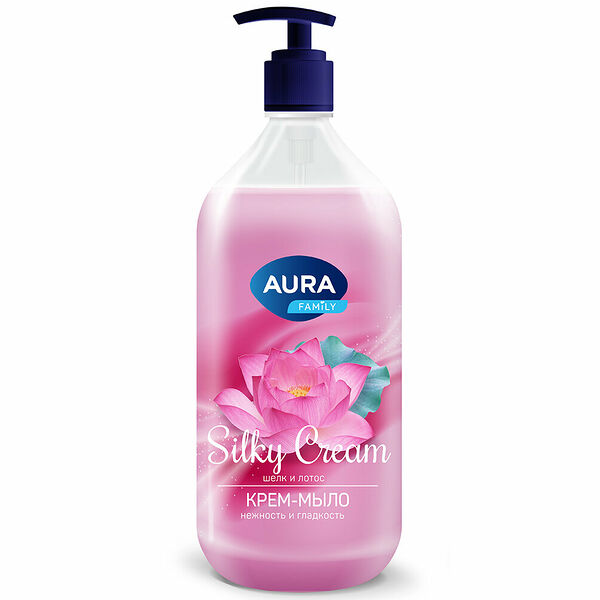 Крем-мыло AURA FAMILY SILKY CREAM Шёлк и лотос, 1 л