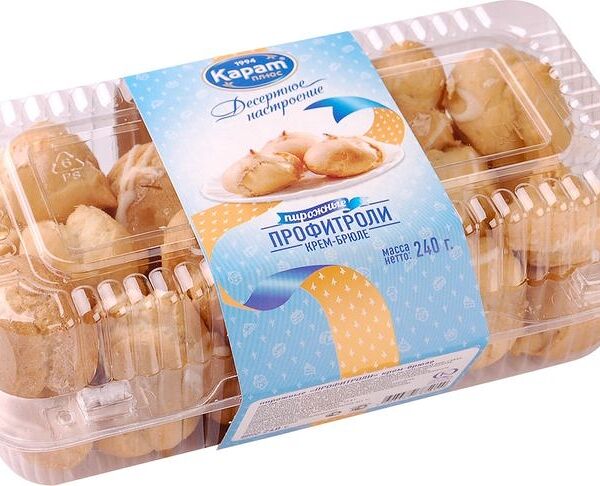 Пирожное Карат Плюс Профитроли крем-брюле, 240г