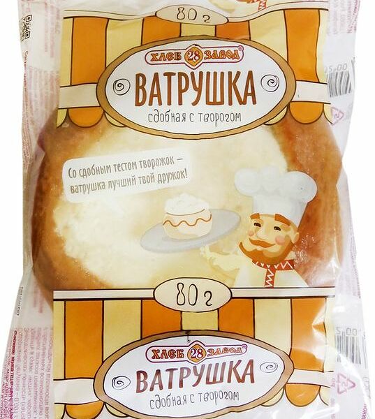 Ватрушка Хлебозавод №28 с творогом, 80г