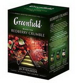 Чай черн.байх. GREENFIELD Рэдберри Крамбл ароматиз. с раст. комп. пирамид. вес 20х1,8г РФ