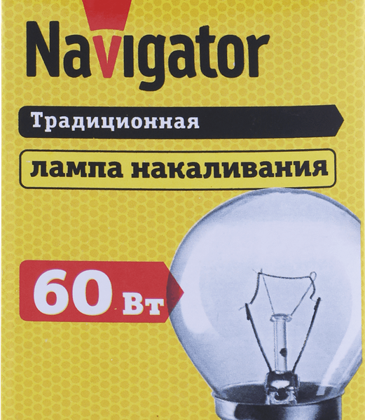 Лампа накаливания Navigator E27 прозрачная, шарик, 60 Вт