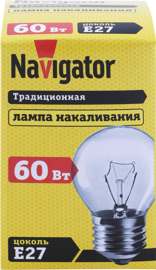 

Лампа накаливания Navigator E27 прозрачная, шарик 60 Вт