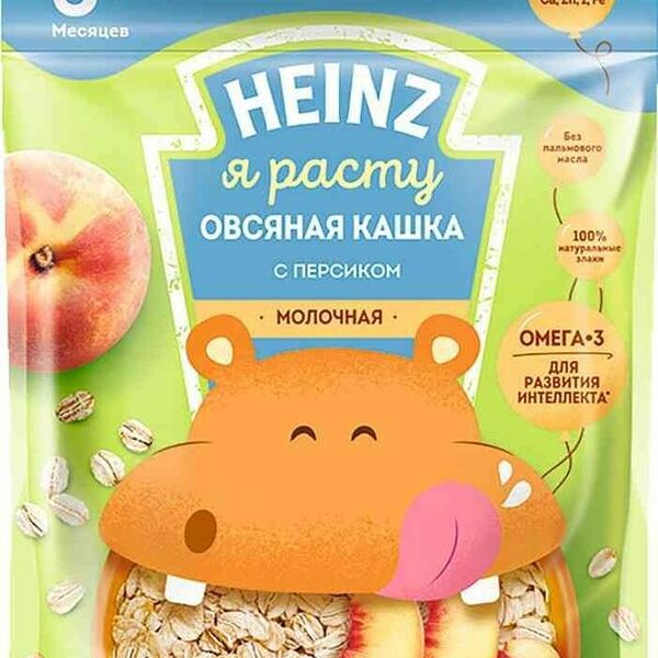 Каша Heinz овсяная с молоком и персиком с 5 месяцев 200г