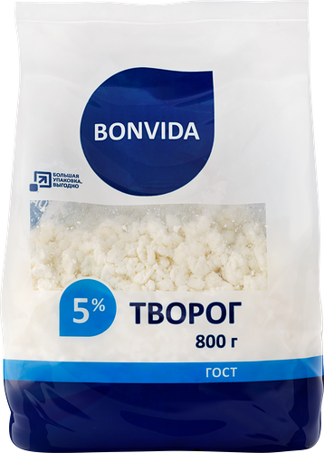 Творог Bonvida 5%, без змж, 800 г