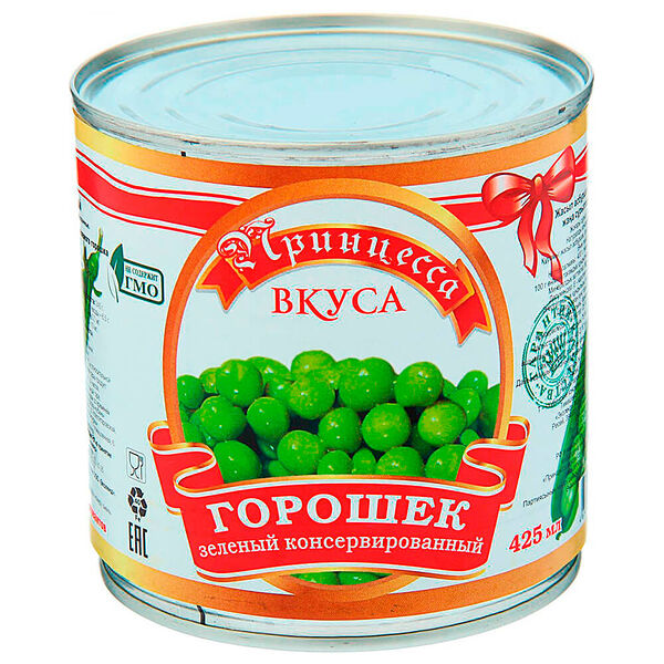 Горошек зеленый консервированный Принцесса вкуса 400г