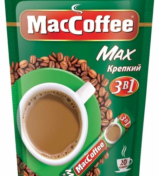 Напиток кофейный растворимый 3 в 1 MacCoffee Max Крепкий, 20 пакетиков