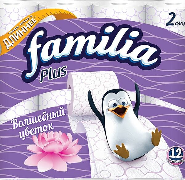 Туалетная бумага Familia Plus Волшебный цветок 12 рулонов 2 слоя