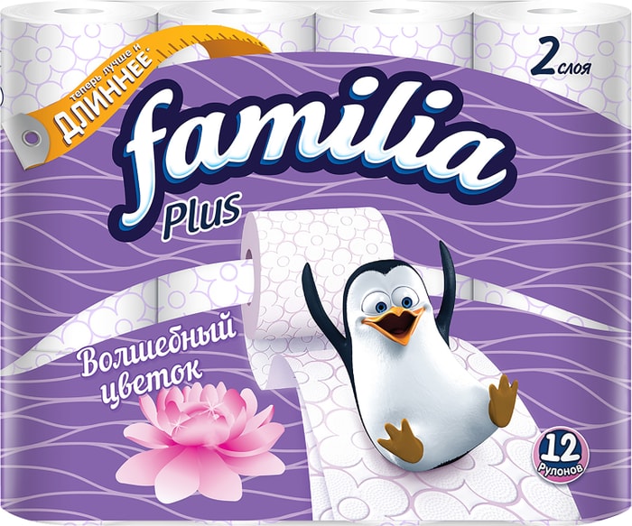 

Туалетная бумага Familia Plus Волшебный цветок 2 слоя 12 рулонов