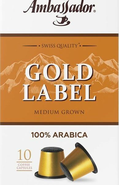 Кофе Ambassador Gold Label натуральный жареный молотый в капсулах 10х5г