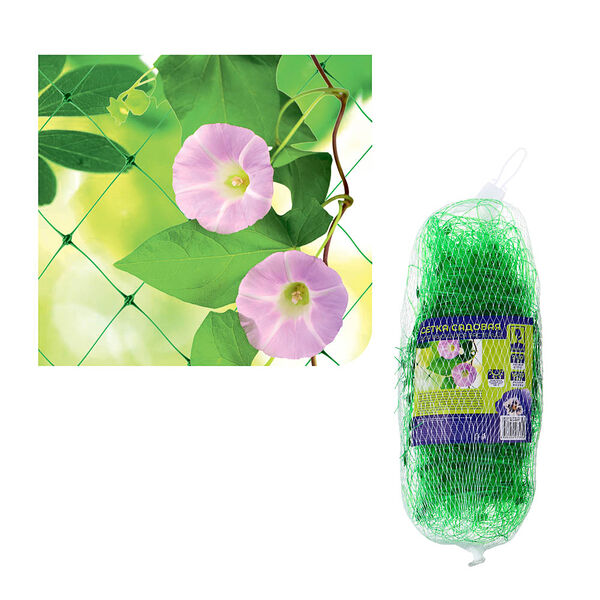 Сетка садовая для вьющихся растений Inbloom, 2х10м, пластик, размер ячейки 15х15см, зеленая