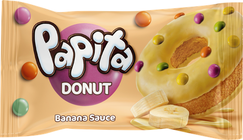 

Кекс Papita Donut с банановой начинкой и цветным драже 40 г