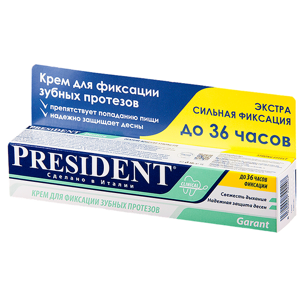 Крем для фиксации зубных протезов President Garant мята 20 г