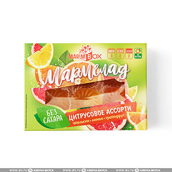 Мармелад желейный Мармеладная Сказка формовой на фруктозе, Ассорти цитрусовое Marmbox 200г, Россия