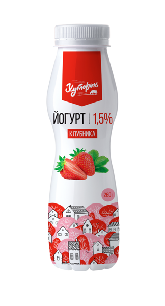 Йогурт питьевой Хуторок с клубникой, 1,5%